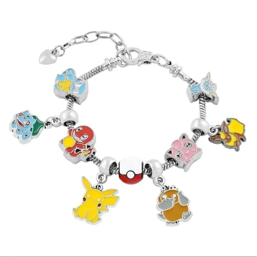 Silver Plated Pokemon Themed Charm Bracelet